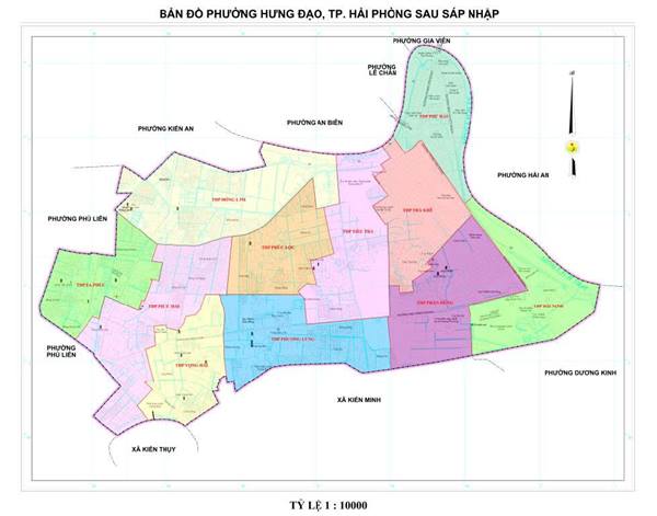 Bản đồ phường Hưng Đạo sau tổ chức, sắp xếp lại các Tổ dân phố. 
