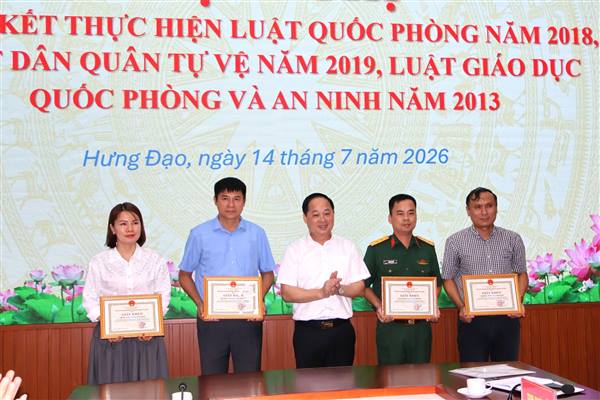 Hội nghị tổng kết thực hiện Luật Quốc phòng năm 2018, Luật Dân quân tự vệ năm 2019, Luật Giáo dục quốc phòng và an ninh năm 2013.