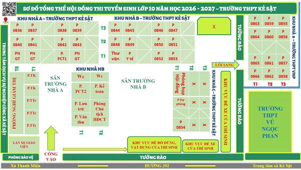 DANH SÁCH THÍ SINH CÁC PHÒNG THI KỲ THI TUYỂN SINH VÀO LỚP 10 THPT NĂM HỌC 2026 - 2027 TẠI HỘI ĐỒNG THI TRƯỜNG THPT KẺ SẶT