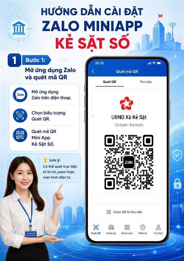 Hướng dẫn người dân cài đặt ứng dụng Zalo Mini App Kẻ Sặt số trên điện thoại thông minh