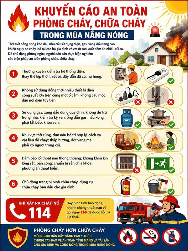 KHUYẾN CÁO AN TOÀN PHÒNG CHÁY, CHỮA CHÁY TRONG MÙA NẮNG NÓNG 🔥