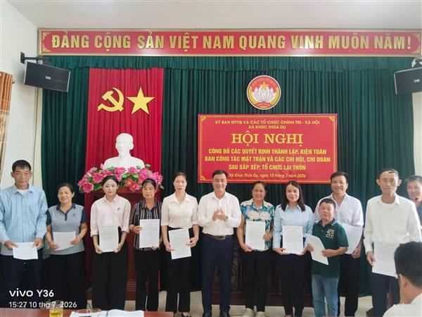 Xã Khúc Thừa Dụ kiện toàn Ban Công tác Mặt trận và các chi hội, chi đoàn sau sắp xếp thôn