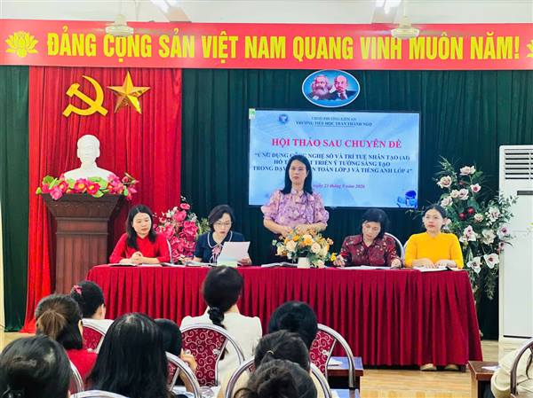 Trường Tiểu học Trần Thành Ngọ tổ chức thành công chuyên đề cấp trường với chủ đề “Ứng dụng công nghệ số và trí tuệ nhân tạo (AI) hỗ trợ phát triển ý tưởng sáng tạo trong dạy học Toán 3 và Tiếng Anh 4”.

