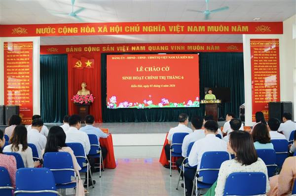 Đảng ủy xã Kiến Hải tổ chức Lễ chào cờ thường kỳ tháng 6 năm 2026.