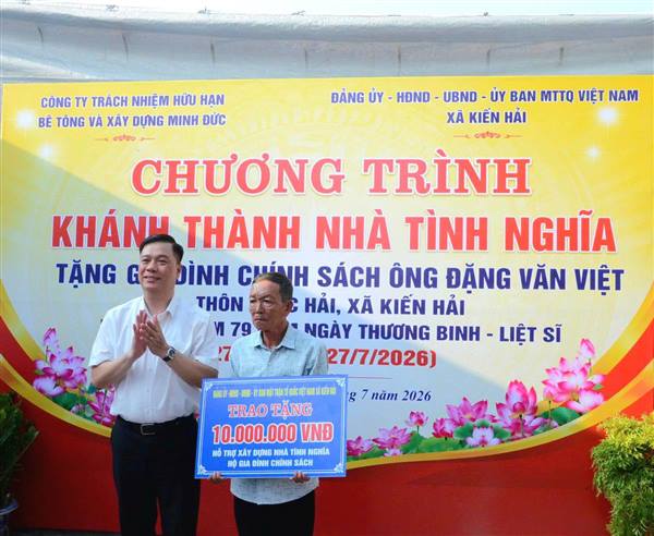 Xã Kiến Hải khánh thành Nhà tình nghĩa tặng gia đình ông Đặng Văn Việt, Thôn Phúc Hải