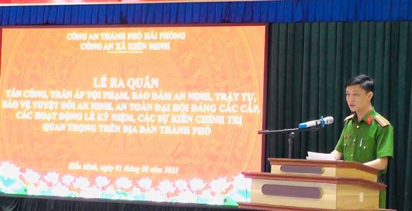 Công an xã Kiến Minh tổ chức ra quân tấn công, trấn áp tội phạm, bảo đảm an ninh trật tự, bảo vệ tuyệt đối an ninh, an toàn Đại hội Đảng các cấp, các hoạt động lễ kỷ niệm, sự kiện chính trị quan trọng của thành phố