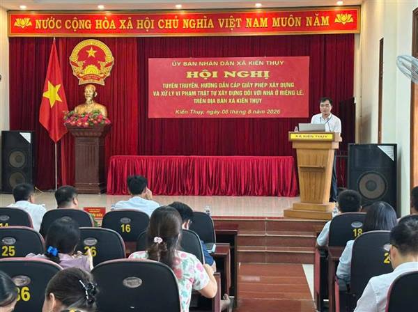 Xã Kiến Thụy tuyên truyền, hướng dẫn cấp giấy phép xây dựng và xử lý vi phạm trật tự xây dựng đối với nhà ở riêng lẻ trên địa bàn

