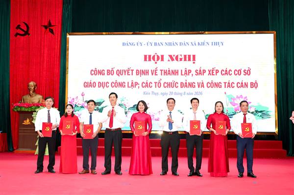 Xã Kiến Thụy có 6 trường Mầm non, Tiểu học, THCS sau sắp xếp