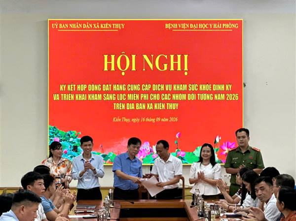 XÃ KIẾN THỤY KÝ KẾT HỢP ĐỒNG KHÁM SỨC KHỎE VỚI BỆNH VIỆN ĐẠI HỌC Y HẢI PHÒNG