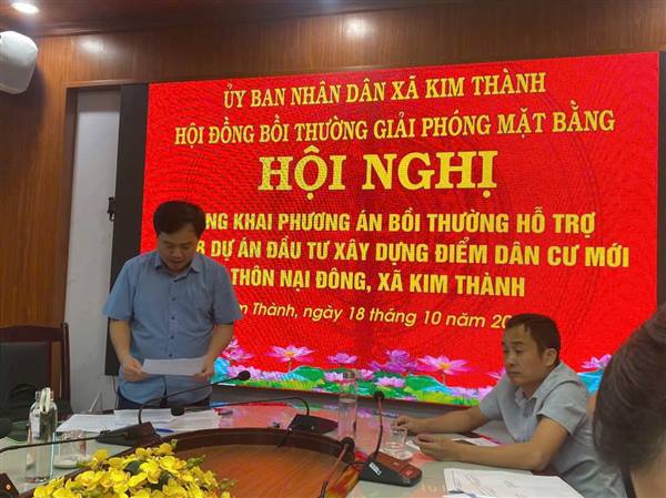Xã Kim Thành công khai phương án bồi thường, hỗ trợ giải phóng mặt bằng dự án điểm dân cư mới thôn Nại Đông. 