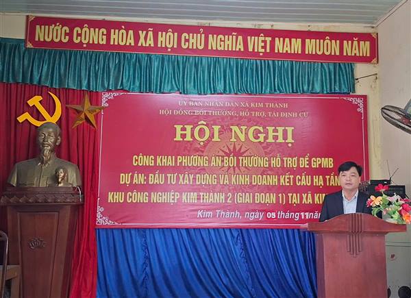 Thôn Văn Thọ xã Kim Thành, thôn thứ 7 thực hiện công khai phương án bồi thường giải phóng mặt bằng Khu công nghiệp Kim Thành 2 (giai đoạn 1)
