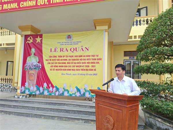 Công an xã Kim Thành tổ chức lễ ra quân tấn công, trấn áp tội phạm, bảo đảm an ninh, trật tự phục vụ đại hội XIV của Đảng, bầu cử quốc hội khóa XVI và tết nguyên đán Bính Ngọ 2026
