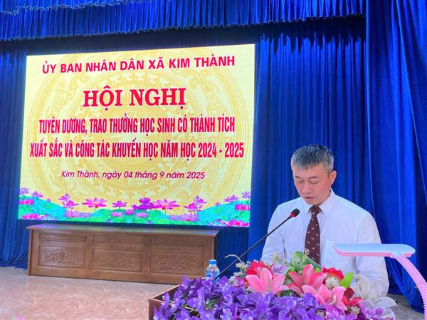 Kim Thành long trọng tổ chức Hội nghị tuyên dương, trao thưởng học sinh có thành tích xuất sắc và công tác khuyến học năm 2024 - 2025