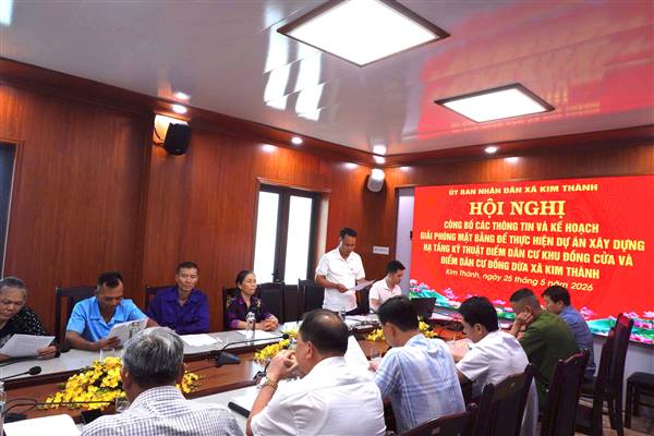 UBND xã Kim Thành tổ chức hội nghị công bố kế hoạch giải phóng mặt bằng thực hiện các dự án Điểm dân cư mới Đống Dừa và Đồng Cửa xã Kim Thành