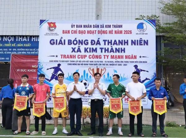 Khai mạc giải bóng đá thanh niên xã Kim Thành tranh cúp công ty Mạnh Ngân hè năm 2026