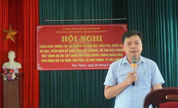 UBND xã Kim Thành tổ chức hội nghị công bố thông tin và kế hoạch giải phóng mặt bằng thực hiện Dự án mở rộng nghĩa trang nhân dân khu Đồng Mỏ