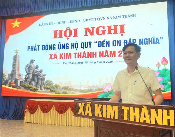 Xã Kim Thành phát động ủng hộ Quỹ “Đền ơn đáp nghĩa” năm 2026