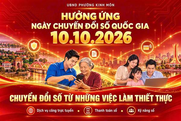 PHƯỜNG KINH MÔN HƯỞNG ỨNG NGÀY CHUYỂN ĐỔI SỐ QUỐC GIA 10/10/2026
