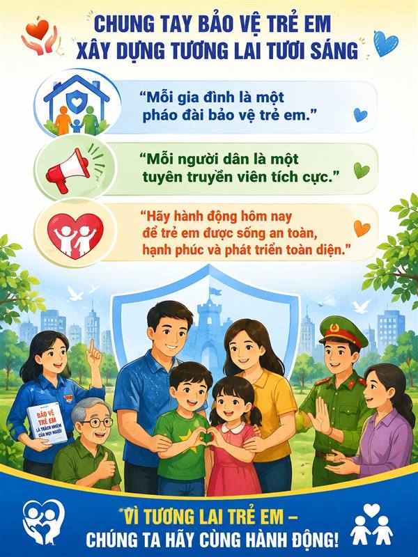 CHUNG TAY BẢO VỆ TRẺ EM PHÒNG, CHỐNG TAI NẠN THƯƠNG TÍCH, BẠO LỰC VÀ XÂM HẠI TRẺ EM TRONG DỊP HÈ 2026.