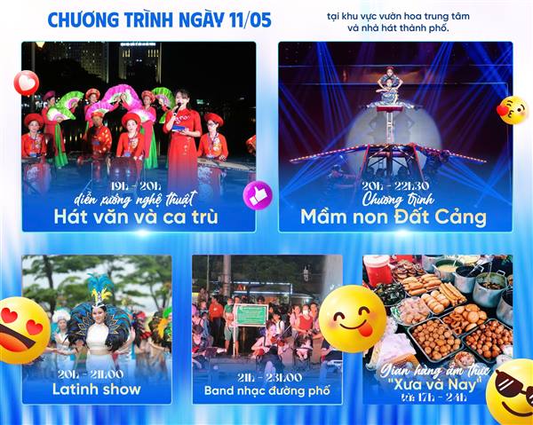 Chương trình hoạt động ngày 11/5 tại Khu vực vườn hoa Trung tâm và Nhà hát thành phố Hải Phòng