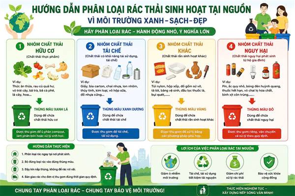 Hướng dẫn phân loại rác thải sinh hoạt tại nguồn trên địa bàn phường Kinh Môn