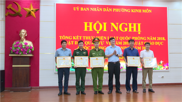 UBND phường Kinh Môn tổng kết thực hiện Luật Quốc phòng năm 2018, Luật Dân quân tự vệ năm 2019, Luật Giáo dục Quốc phòng và an ninh năm 2013