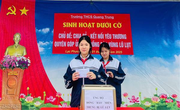 Trường THCS Quang Trung lan tỏa yêu thương – Chung tay hướng về đồng bào vùng lũ Đắk Lắk