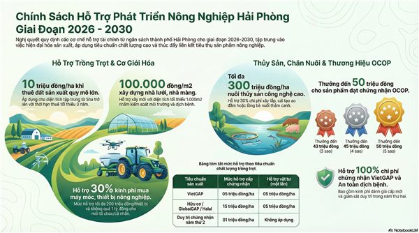 Những chính sách nổi bật của Nghị quyết số 51/2025/NQ-HĐND thành phố Hải Phòng quy định về cơ chế, chính sách khuyến khích phát triển sản xuất nông nghiệp