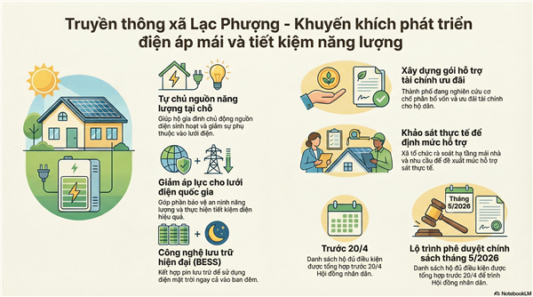 Triển khai chỉ thị về tiết kiệm điện và phát triển năng lượng tái tạo tại xã Lạc Phượng