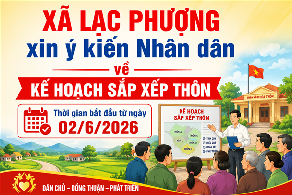 Từ ngày 02/6/2026, xã Lạc Phượng bắt đầu triển khai xin ý kiến Nhân dân về Kế hoạch sắp xếp thôn
