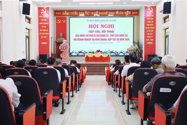 Lai Khê tổ chức Hội nghị tiếp xúc đối thoại của đồng chí Phó Bí thư Đảng ủy, Chủ tịch UBND xã với doanh nghiệp, hộ kinh doanh, hợp tác xã năm 2026