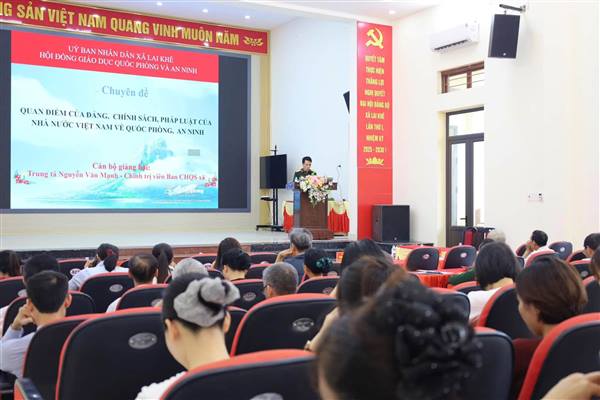 Lai Khê Khai giảng lớp Bồi dưỡng kiến thức Quốc phòng an ninh cho đối tượng 4 năm 2026