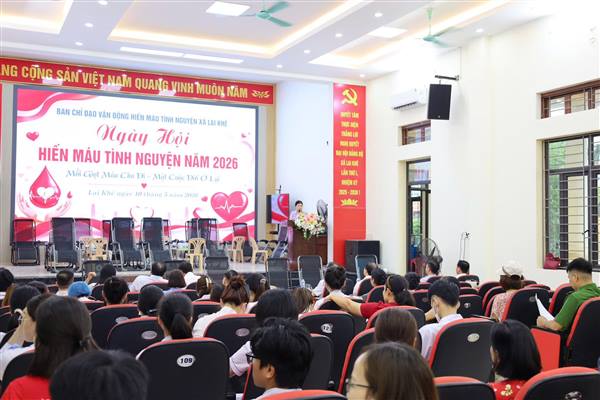 Xã Lai Khê thu nhận được gần 270 đơn vị máu trong Ngày hội hiến máu đợt 1 năm 2026