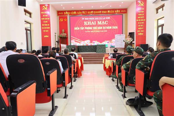 Xã Lai Khê tổ chức thành công diễn tập phòng thủ dân sự năm 2026