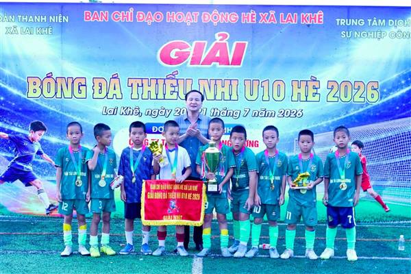 Xã Lai Khê tổ chức giải bóng đá thiếu nhi U10 hè 2026