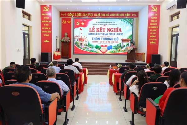 Ban Chỉ huy Quân sự xã Lai Khê và thôn Thượng Đỗ tổ chức lễ kết nghĩa