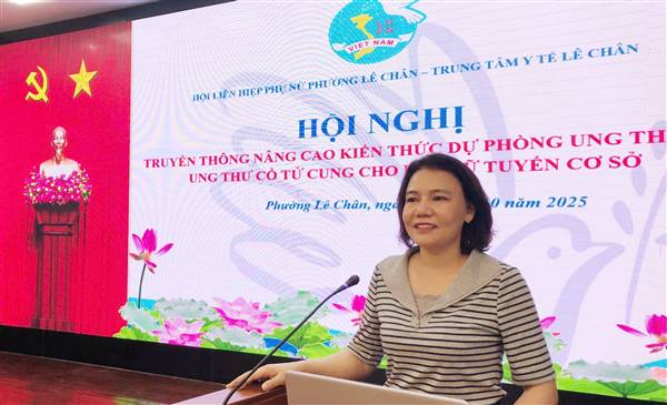 HỘI LIÊN HIỆP PHỤ NỮ PHƯỜNG LÊ CHÂN TỔ CHỨC HỘI NGHỊ TRUYỀN THÔNG VỀ BẢO VỆ MÔI TRƯỜNG, ỨNG PHÓ BIẾN ĐỔI KHÍ HẬU VÀ DỰ PHÒNG UNG THƯ VÚ, UNG THƯ CỔ TỬ CUNG