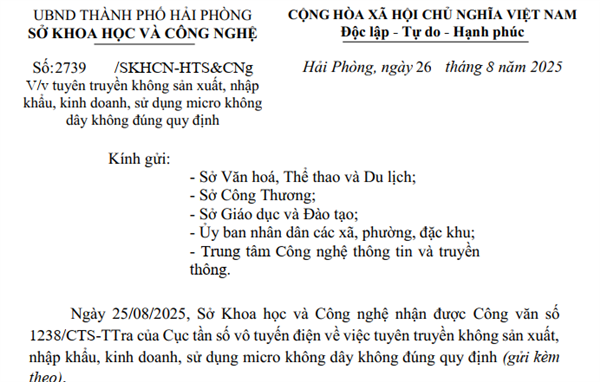 Không sản xuất, nhập khẩu, kinh doanh, sử dụng micro không dây có tần số hoạt động không đúng quy định