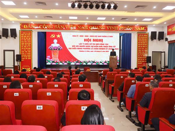 PHƯỜNG LÊ CHÂN TỔ CHỨC HỘI NGHỊ LẤY Ý KIẾN CỬ TRI NƠI CÔNG TÁC ĐỐI VỚI NGƯỜI DỰ KIẾN ỨNG CỬ ĐẠI BIỂU HĐND PHƯỜNG NHIỆM KỲ 2026 – 2031