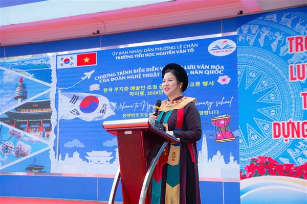 SỞ NGOẠI VỤ, PHƯỜNG LÊ CHÂN, TRƯỜNG TIỂU HỌC NGUYỄN VĂN TỐ PHỐI HỢP TỔ CHỨC CHƯƠNG TRÌNH GIAO LƯU VĂN HÓA CÙNG ĐOÀN NGHỆ THUẬT BUJIHWA – HÀN QUỐC