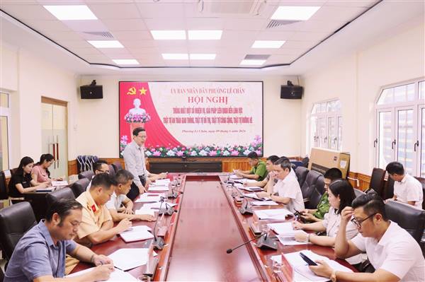 PHƯỜNG LÊ CHÂN TỔ CHỨC HỘI NGHỊ THỐNG NHẤT MỘT SỐ NHIỆM VỤ, GIẢI PHÁP LIÊN QUAN ĐẾN LĨNH VỰC TRẬT TỰ AN TOÀN GIAO THÔNG, TRẬT TỰ ĐÔ THỊ, TRẬT TỰ CÔNG CỘNG, TRẬT TỰ ĐƯỜNG HÈ TRÊN ĐỊA BÀN