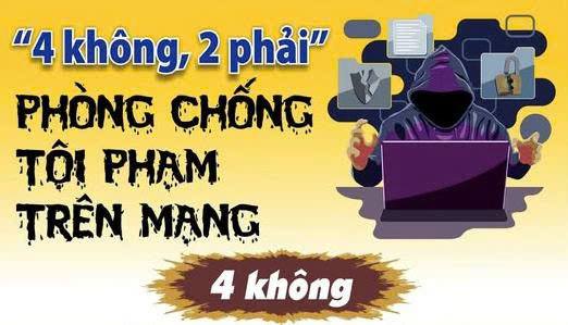 [Inforgraphic] "4 KHÔNG, 2 PHẢI" PHÒNG, CHỐNG TỘI PHẠM TRÊN KHÔNG GIAN MẠNG Theo khuyến cáo của Sở Văn hóa, Thể thao và Du lịch, người dân cần thực hiện tốt "4 không, 2 phải" để phòng ngừa bị lừa đảo, chiếm đoạt tài sản qua mạng../.

