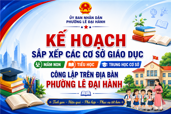 Kế hoạch sắp xếp các cơ sở giáo dục Mầm non, Tiểu học, Trung học cơ sở công lập trên địa bàn phường Lê Đại Hành