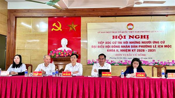 Phường Lê Ích Mộc tổ chức Hội nghị tiếp xúc cử tri với những người ứng cử đại biểu HĐND phường khóa II, nhiệm kỳ 2026 – 2031