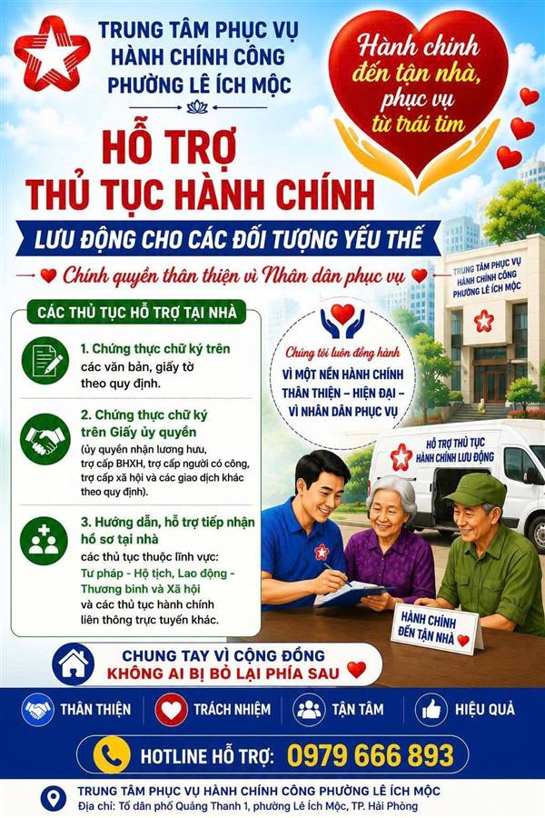 Hành chính đến tận nhà - phục vụ từ trái tim