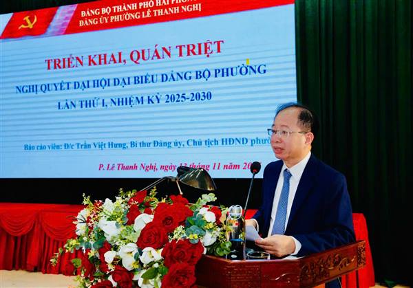 ĐẢNG UỶ PHƯỜNG LÊ THANH NGHỊ TỔ CHỨC HỘI NGHỊ NGHIÊN CỨU, HỌC TẬP, QUÁN TRIỆT CÁC VĂN BẢN CỦA TRUNG ƯƠNG, THÀNH PHỐ VÀ NGHỊ QUYẾT ĐẠI HỘI ĐẢNG BỘ PHƯỜNG NHIỆM KỲ 2025–2030 