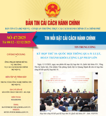 Bản tin điện tử cải cách hành chính số 47/2025, từ ngày 08/12/2025 đến ngày 12/12/2025.
