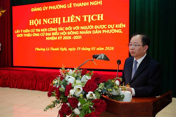 PHƯỜNG LÊ THANH NGHỊ TỔ CHỨC HỘI NGHỊ LẤY Ý KIẾN CỬ TRI NƠI CÔNG TÁC ĐỐI VỚI NGƯỜI ĐƯỢC DỰ KIẾN ỨNG CỬ ĐẠI BIỂU HĐND PHƯỜNG NHIỆM KỲ 2026 – 2031