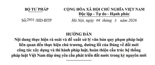 Bộ Tư pháp hướng dẫn thực hiện rà soát và đề xuất xử lý văn bản quy phạm pháp luật