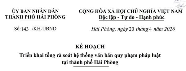 Thành phố Hải Phòng triển khai tổng rà soát hệ thống văn bản quy phạm pháp luật
